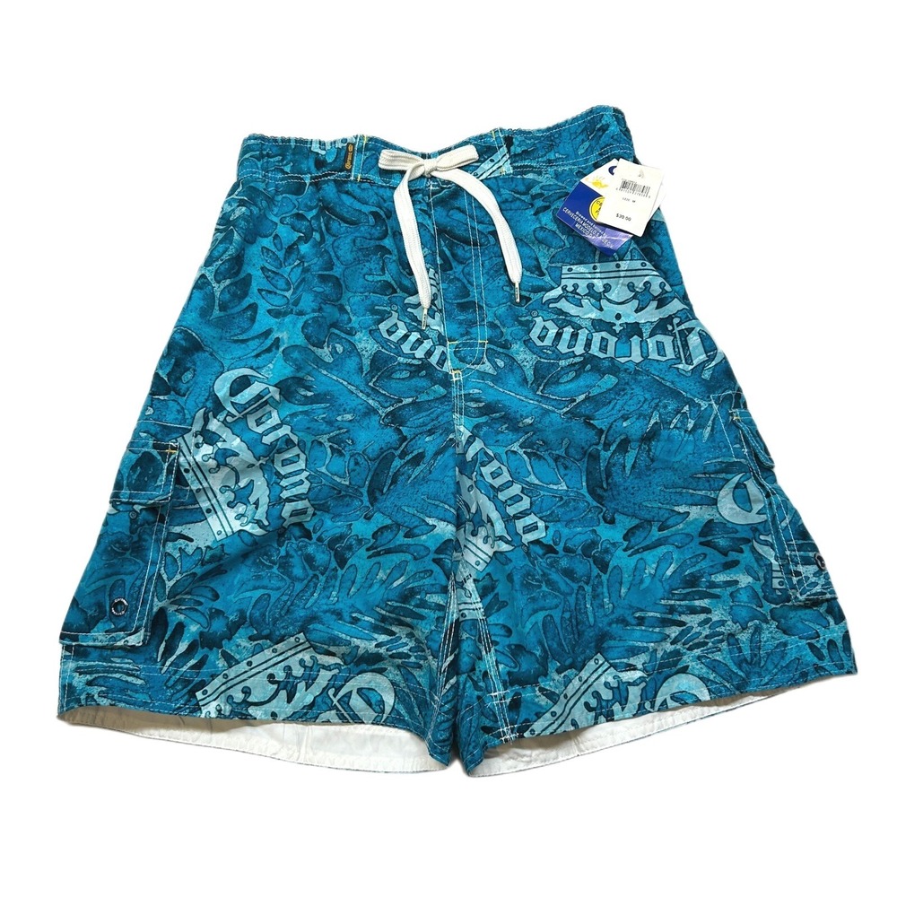 Corona Extra Swim Trunks‎ Mens Medium Beer Blue White Graphic Print NEW